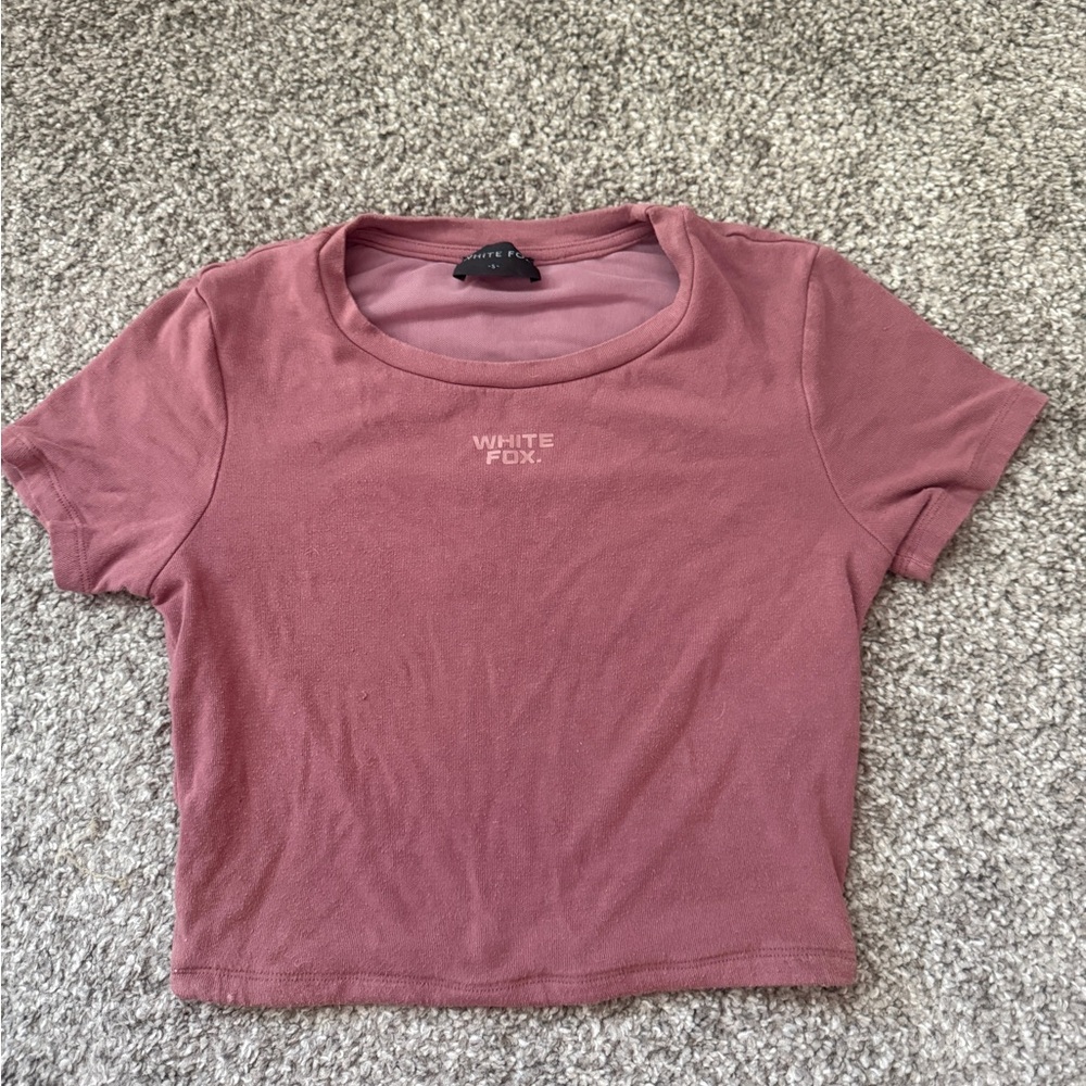 White Fox Boutique Dusty Pink Crop Top